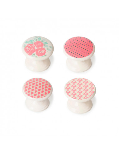 Lot 4 boutons ronds pour meuble, décoratif multicolore mod. m4 ø33mm. rei