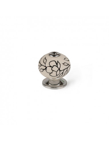 Lot 4 boutons ronds pour meuble porcelaine blanc flor mod. e504 ø40mm. rei