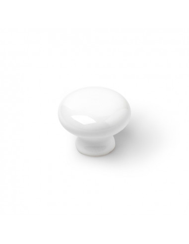 Lot 4 boutons ronds pour meuble, porcelaine, finition blanc, mod. 821 ø35mm. rei