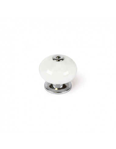 Lot 4 boutons ronds pour meuble porcelaine blanc mod. e517 ø40mm. rei