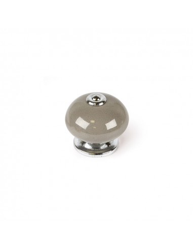 Lot 4 boutons ronds pour meuble porcelaine gris mod. e517 ø40mm. rei