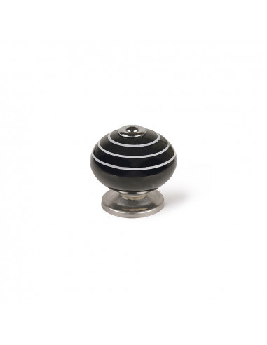 Lot 4 boutons ronds pour meuble porcelaine noir - blanc mod. e503 ø40mm. rei