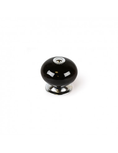 Lot 4 boutons ronds pour meuble porcelaine noir mod. e517 ø40mm. rei