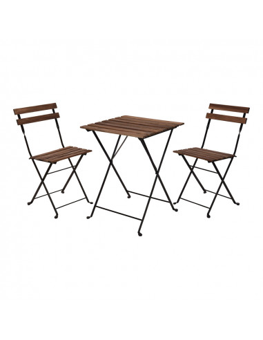 Table de jardin et deux chaises en bois