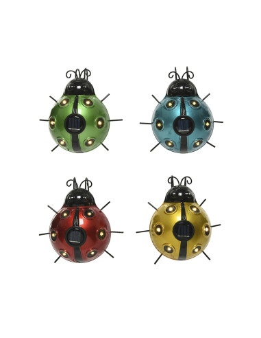 Lumiere solaire metallique en forme de coccinelle 14,5x13x5cm modeles assortis