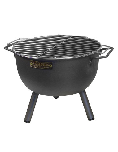 Barbecue de table ronde avec gril en acier zing blanc ø30x28cm imex el zorro.