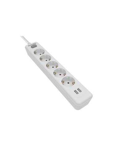 Barre d'alimentation 5 prises + 2 ports usb 2.4a spn3052wa/10 philips