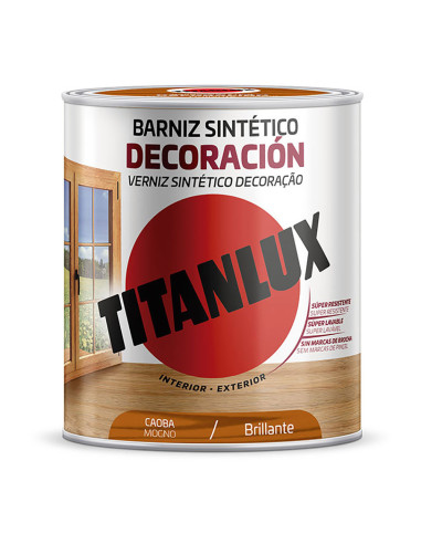 Vernis synthetique decoration acajou brillant 750ml titanlux m10100434