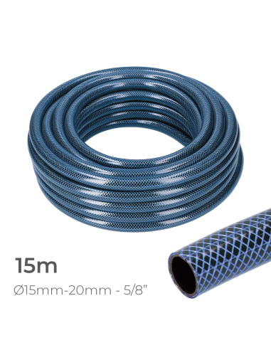 Tuyau d'arrosage intérieur bleu ø15mm. rouleau extérieur ø20mm (5/8") 15m edm