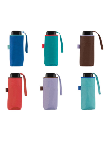 Mini parapluie manuel en aluminium 6 bandes ø54cm pongee uvp 50+ clima couleurs / modèles assortis