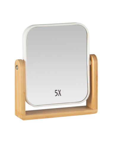 Andrea house miroir sur pieds carrés en bambou blanc