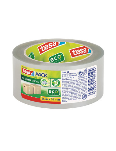 Ruban d'emballage transparent ecologique 66m x 50mm tesa