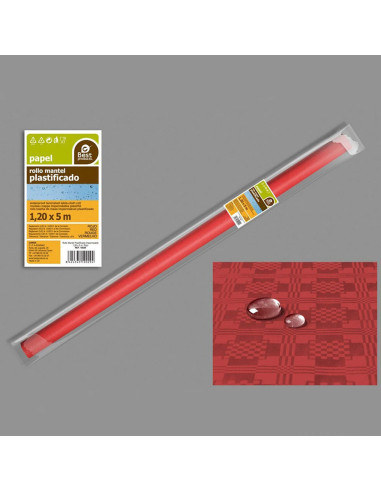 Rouleau de nappe plastique rouge 5x1,2m