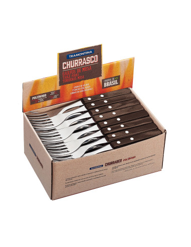 Coffret présentoir 60 fourchettes de table polybois châtaignier tramontina