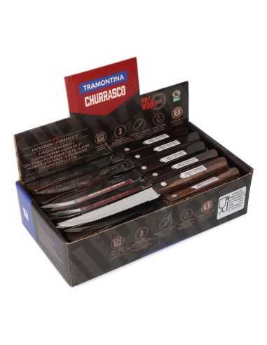 Coffret présentoir 60 couteaux à rôtir polywood châtaignier tramontina
