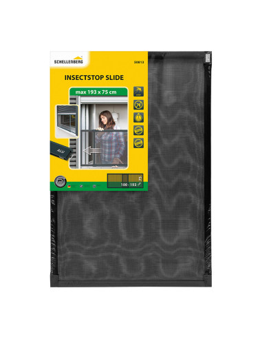 Moustiquaire avec cadre fixe extensible en aluminium anthracite 75x100-193cm shellenberg