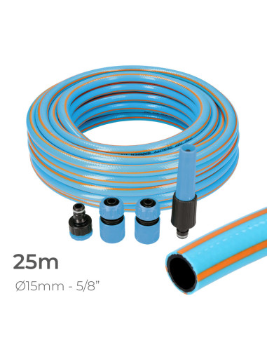 Kit de tuyau de jardin professionnel intérieur ø15mm extérieur ø20mm (5/8") 25m avec accessoires pvc edm