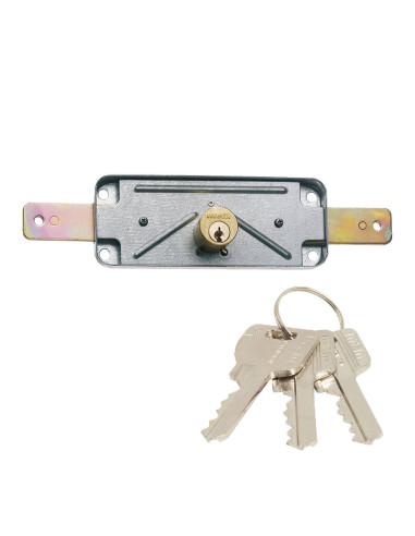 Serrure en applique pour portes métalliques avec double cylindre avec 3 clés. 1511av mcm