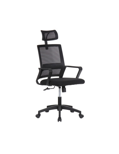 Chaise de bureau ergonomique noire avec dossier en maille de nylon edm