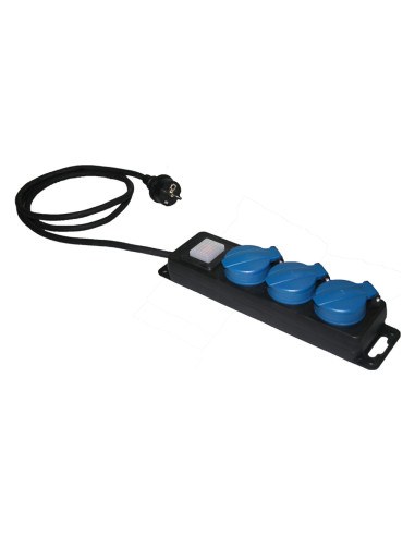 Extension avec 3 prises 2p+t, cable 16a 250v 1,5m v1049 solera