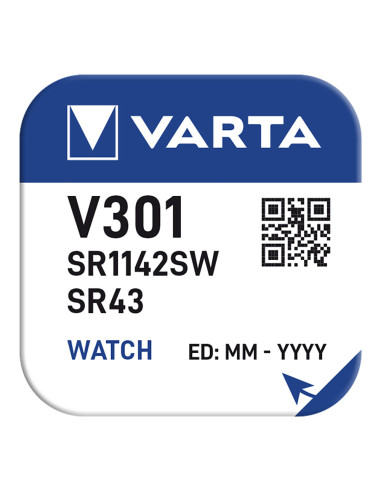 Pile de bouton sr43 - v301 varta 82mah (blister 1 unit.) ø11,6x4,2mmpile bouton sr43 - v301 varta 82 mah (blister 1 unité.)  ...
