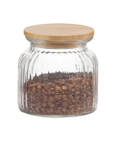 Pot de cuisine en verre bambou 600ml ms72136 andrea house