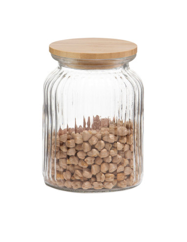 Bocal de cuisine en verre + bambou 1000ml ms72137 andrea house