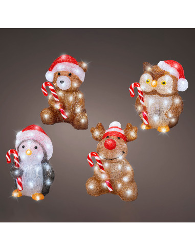Poupées de noël à led pour l'extérieur avec piles modèles assortis 491338