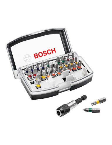 Jeu de 32 embouts de tournevis, ph, pz, h, t et support universel changement rapide 2607017319 bosch