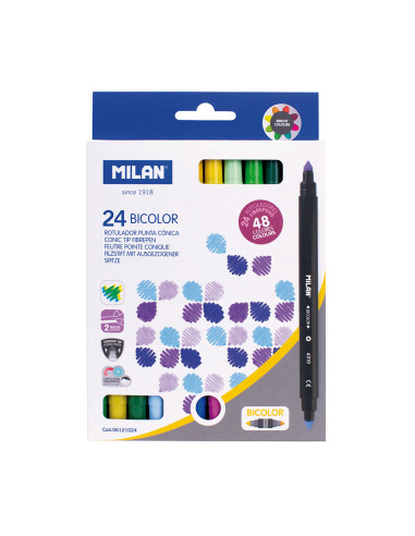 Coffret avec 24 marqueurs milan bicolore