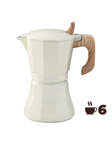 Machine à café en aluminium de 6 tasses modele: "petra" oroley couleur crème.