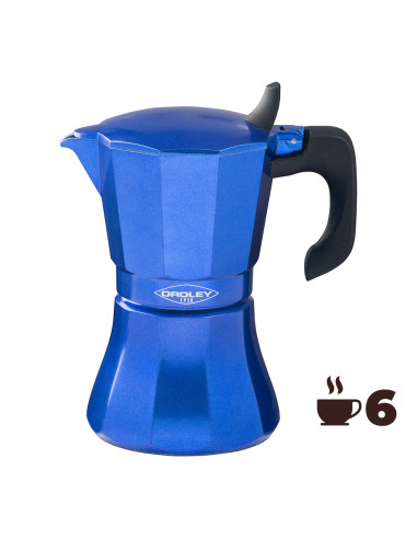 Machine à café en aluminium de 6 tasses modele: "petra" oroley couleur bleu.