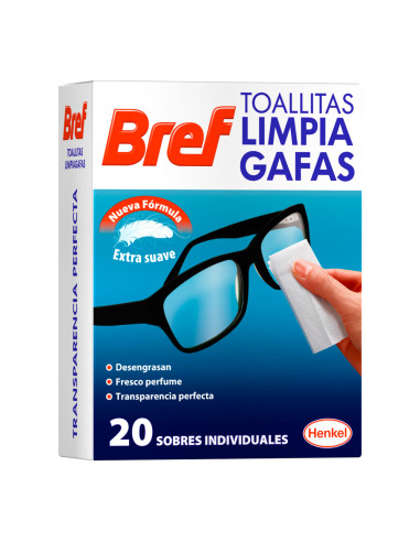 Bref lingettes nettoyantes lunettes 20 unit. (enveloppes individuelles)