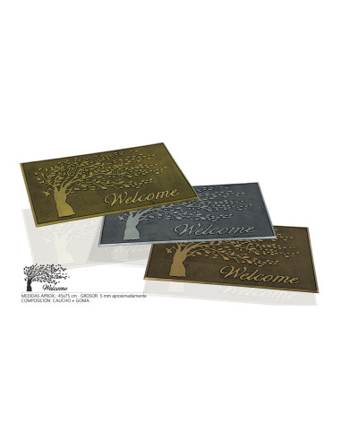 Paillasson en caoutchouc arbre de bienvenue couleurs assorties 75x45xm hidalgo.