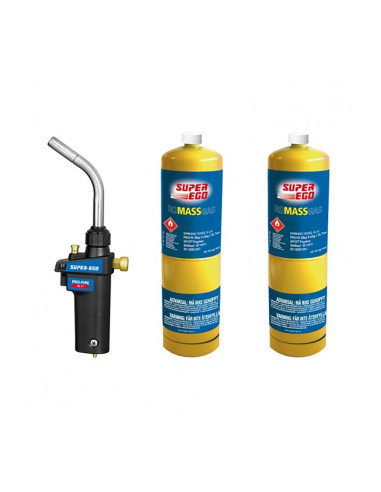 Kit chalumeau pro-fire + 2 bouteilles. carte de gaz filet 1" 1500002772 super ego