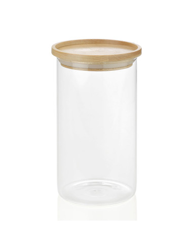 Contenant en verre/bois ø9,5x17,5cm cc16204 andrea house