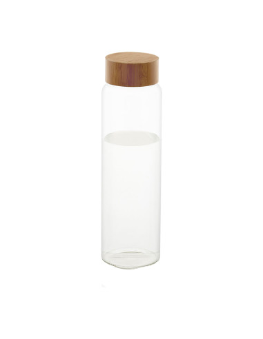 Bouteille en verre avec enveloppe en bambou ø8x26,5cm 1l ms70099 andrea house