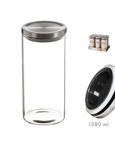 Pot en verre avec couvercle en métal de 1380ml kozina