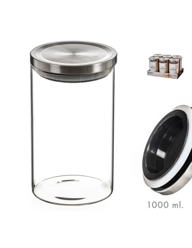 Pot en verre avec couvercle en métal de 1000ml kozina