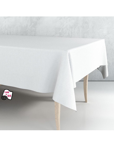 Rouleau de caoutchouc nappe blanche unie 140cm x 25m exma.