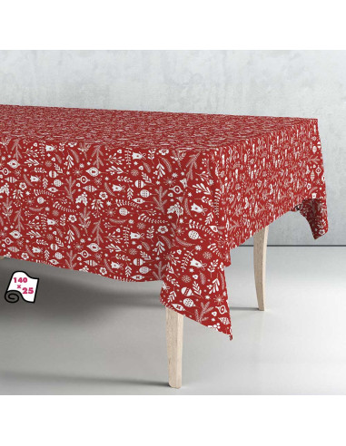 Rouleau de nappe fleurs vertes 140cm x 25m exma.