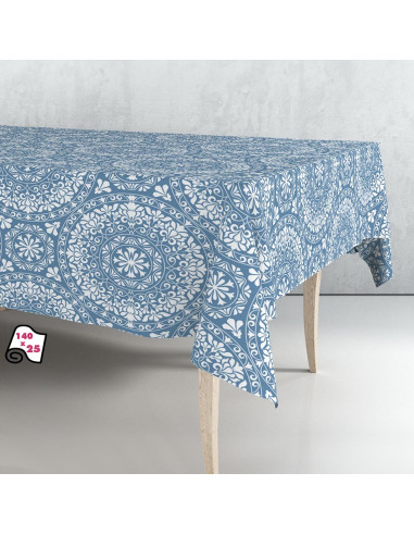 Rouleau de caoutchouc nappe mandala bleu 140cm x 25m exma.