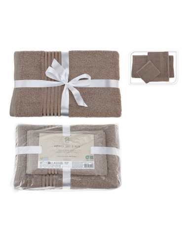 Ensemble de 3 serviettes de bain de couleur taupe spéciales pour la salle de bain