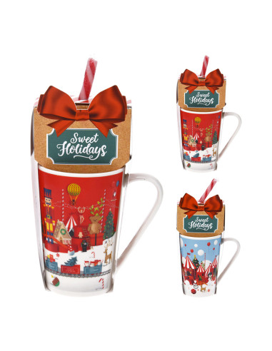 Tasse de noël avec du chocolat chaud de conception assortie