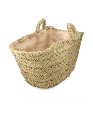 Panier esparto avec doublure pour bois de chauffage 60x35x45cm ovale.