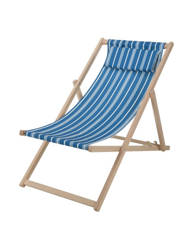 Chaise pliante tissu et bois 97x56x85cm