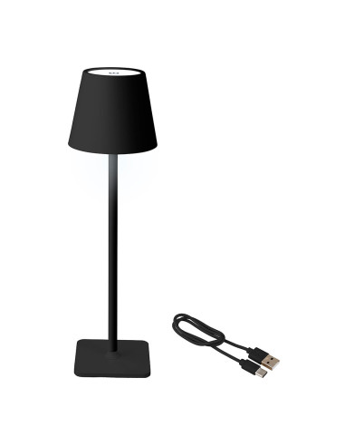 Lampe led noire de 17cm pour intérieur et extérieur rechargeable 894376