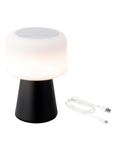 Haut-parleur led de 22,5cm bluetooth rechargeable pour intérieur et extérieur blanc et noir 894415