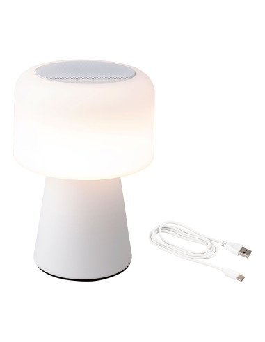 Haut-parleur led de 22,5cm bluetooth rechargeable pour intérieur et extérieur blanc 894417