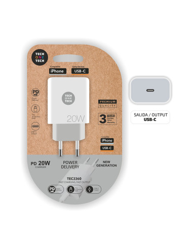 Chargeur pd 20w à distribution d'énergie rapide. technologie blanche one tech